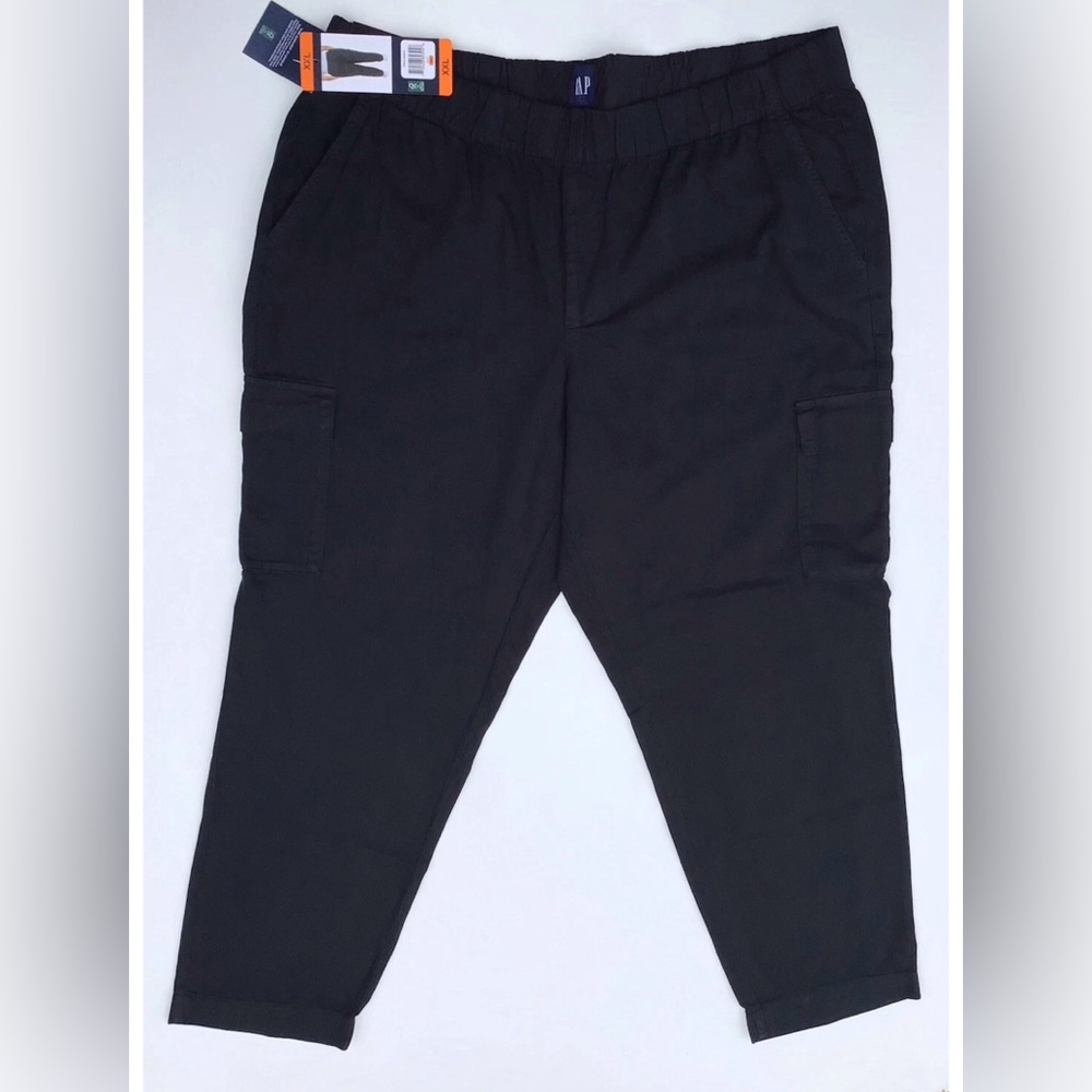 GAP Women’s XXL Twill Cargo Pants Black Soft Pockets Elastic Pull-on High-Rise